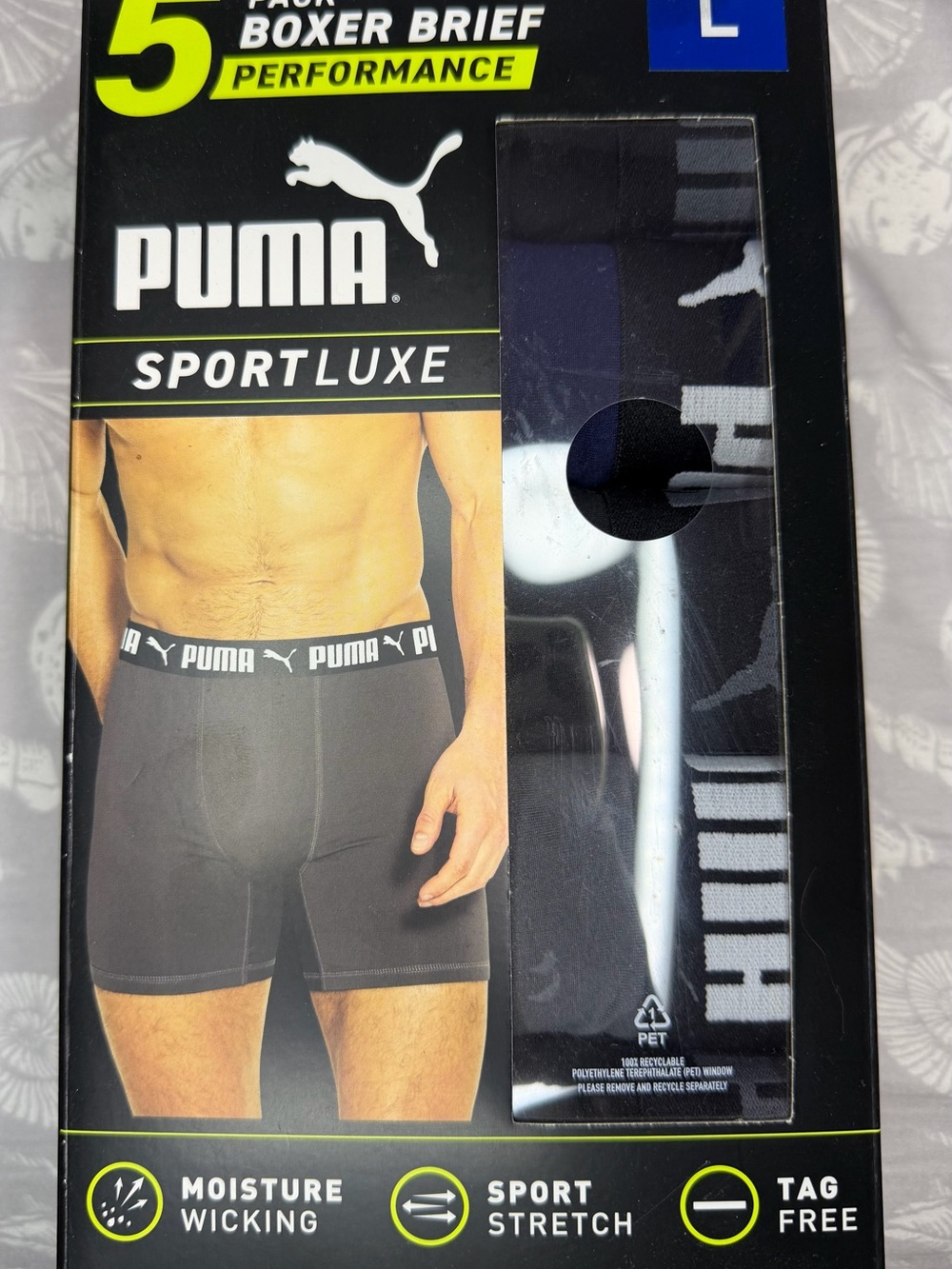 Puma Black Boxer Briefs with Branded Waistband - 5 Pack